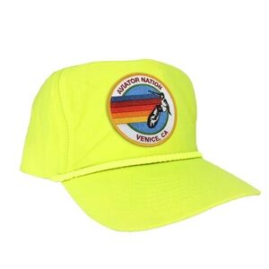 Aviator Nation - Nylon Trucker Cap with Surfer Patch - Neon Yellow